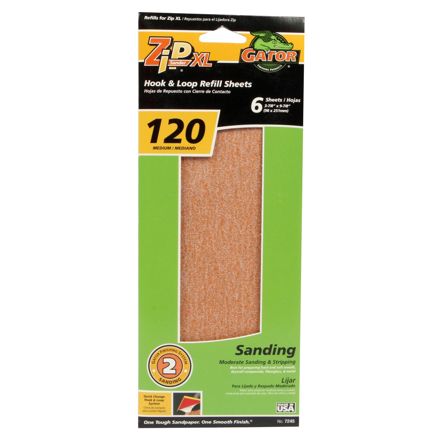 Gator Zip Sander 6 in. L X 3 in. W 80/120/220 Grit Aluminum Oxide Sanding  Sheet 6 pk - Ace Hardware