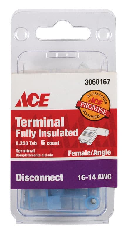 UPC 082901024460 product image for Ace 16-14 AWG Blue Insulated Female Angle Disconnect | upcitemdb.com