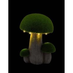 Luxe Light Decor Multicolored Polyresin 13.9 in. H Flocked Mushroom Trio with LEDs Statue