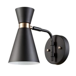 Globe Electric Belmont 1-Light Satin Black Hourglass Wall Sconce