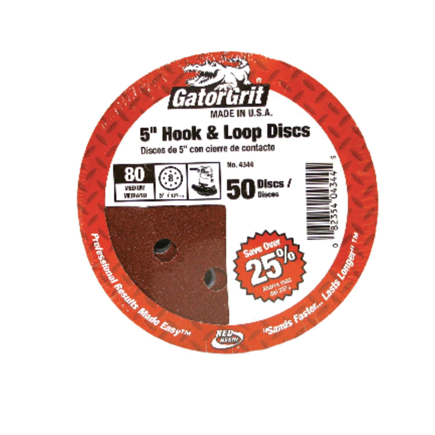 Gator 5 in. Aluminum Oxide Hook and Loop Sanding Disc 80 Grit Medium 50 pk Ace Hardware
