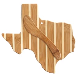 Totally Bamboo 10 in. L X 10 in. W X 1 in. Bamboo Striped Texas Cutting Board with Spreader