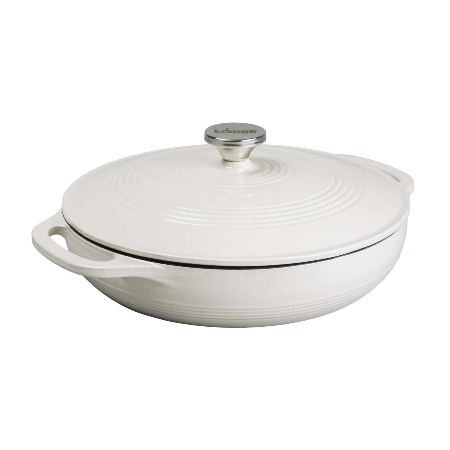 Lodge Cast Iron Covered Casserole 3.6 qt White Sansujyuku sansujyuku.com
