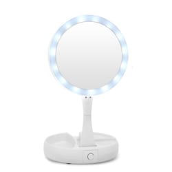 My Foldaway  As Seen On TV  13 in. H x 6-1/4 in. W White  Plastic  Folding LED Mirror 