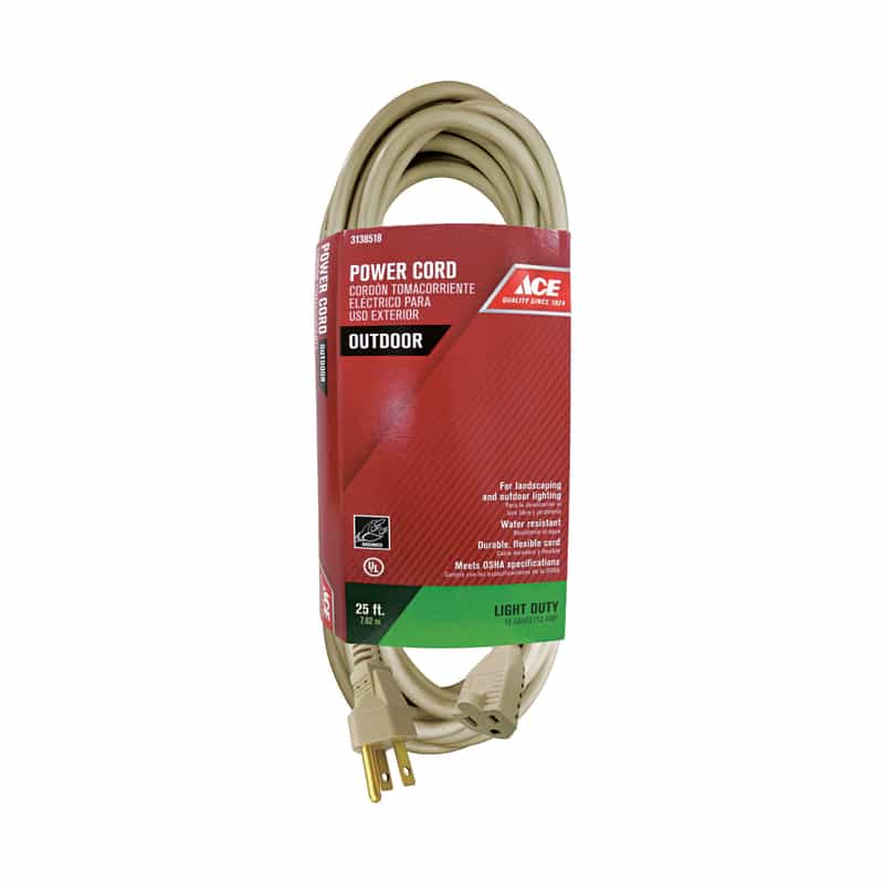 Ace Outdoor 25 ft. L Beige Extension Cord 16/3 SJTW Ace Hardware