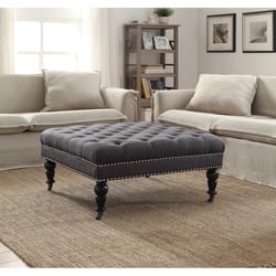 Linon Home Decor Charcoal Gray Fabric Ottoman