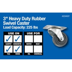 Softtouch 3 in. D Swivel Rubber Caster 225 lb 1 pk