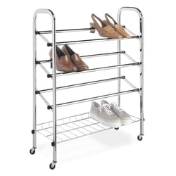 Whitmor 31.13 in. H X 24.75 in. W X 9.38 in. L Chrome Rolling Shoe Rack