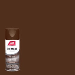 Ace Premium Satin Chocolate Brown Paint + Primer Enamel Spray 12 oz