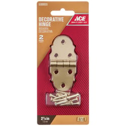 Ace 2-7/8 in. W X 1-5/16 in. L Antique Brass Brass Decorative Hinge 2 pk