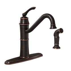 Moen Wetherly One Handle Bronze Kitchen Faucet Side Sprayer Included