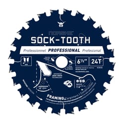 Norske 6-1/2 in. D X 5/8 in. Sock-Tooth Carbide Tipped Circular Saw Blade 24 teeth 12 pk