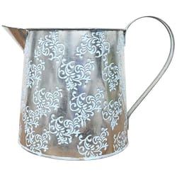 Eve's Garden 14 in. H X 7.5 in. W X 9 in. D Ceramic Ornamental Watering Can Blue/Silver