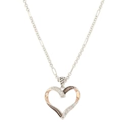 Montana Silversmiths Women's Facets of Love Rose Gold Heart Silver Necklace Brass Water Resistant