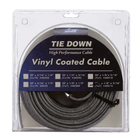 Tie Down Engineering Vinyl Coated Galvanized Steel 1/8 in. D X 50 ft. L Aircraft Cable Tie Down Engineering Vinyl Coated Galvanized Steel 1/8 in. D X 50 ft. L Aircraft Cable