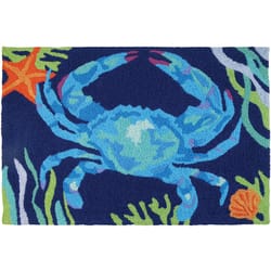Jellybean 20 in. W X 30 in. L Multicolored Deep Blue Crab Accent Rug