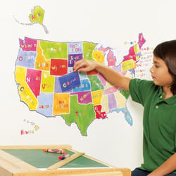 Wallies 18 in. W X 28 in. L U.S. State Map Peel and Stick Wall Decal