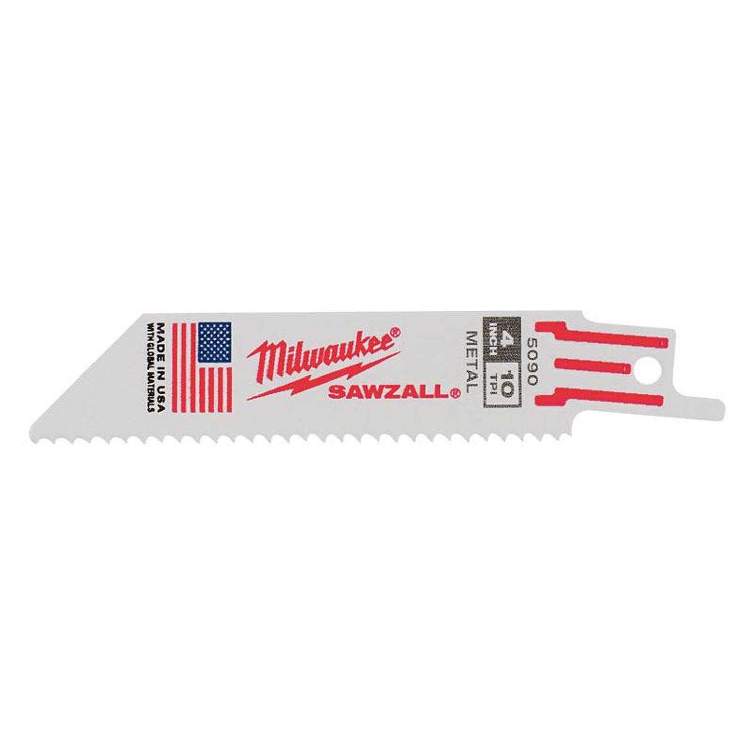 Milwaukee SAWZALL 4 in. BiMetal Double Duty Upgrade Reciprocating Saw Blade 10 TPI 5 pk Ace