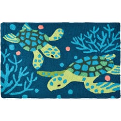 Jellybean 20 in. W X 30 in. L Multi-colored Deep Blue Sea Turtles Accent Rug