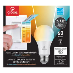 Globe Electric A19 E26 (Medium) LED Bulb Daylight 60 W 2 pk