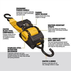 DeWalt Guaranteed Tough 2 in. W X 10 ft. L Black/Yellow Retractable Ratchet 3300 lb 1 pk