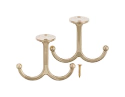 Ace 3.5 in. L Bright Brass Gold Brass Medium Undershelf Long Arm Garment Hook 2 pk