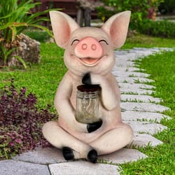 Exhart WindyWings Multicolored Plastic/Resin 10.5 in. H X 7 in. L X 7.5 in. W Pig with Firefly Jar S