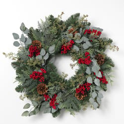 Gerson 24 in. D Red Berry Christmas Wreath