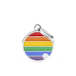 MyFamily Rainbow Multicolored Circle Metal Dog Pet Tags Small