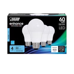 Feit A19 E26 (Medium) LED Bulb Daylight 60 Watt Equivalence 4 pk