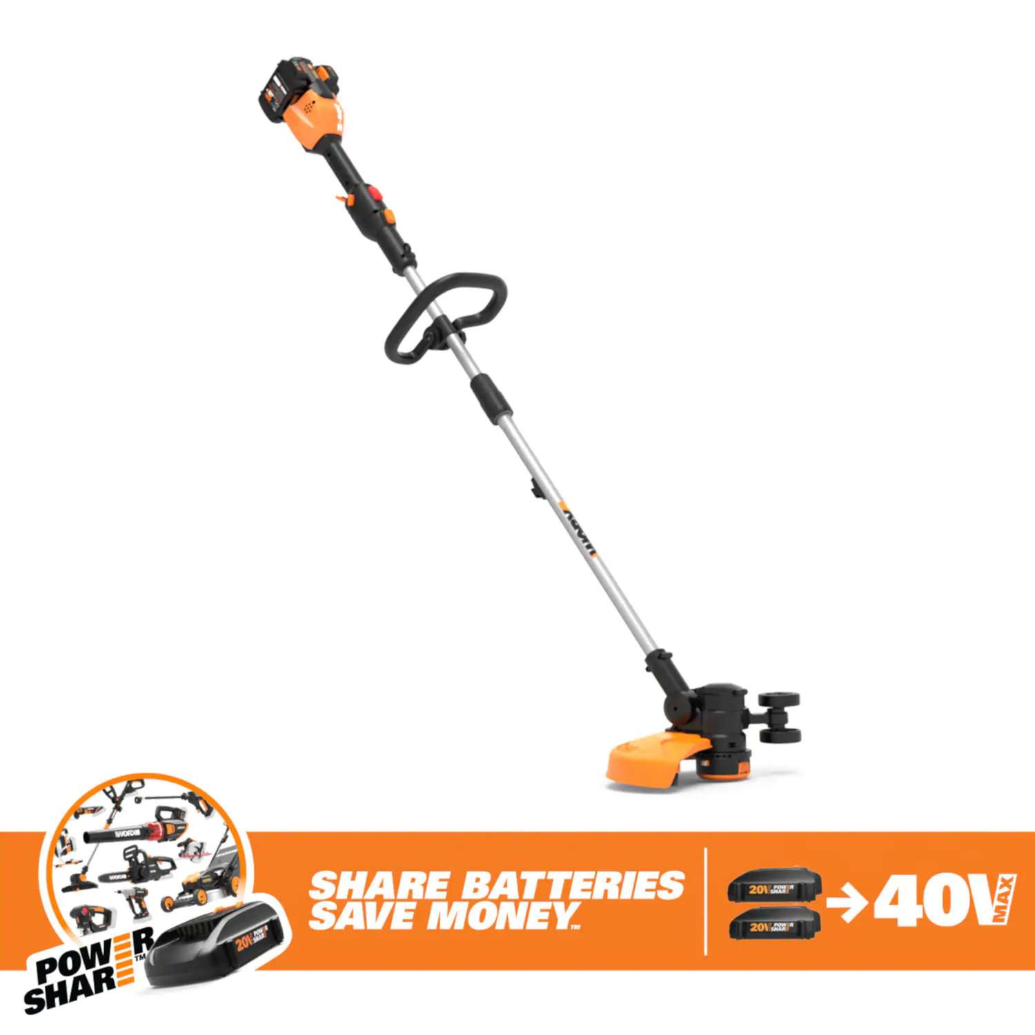 Worx WG184 13 in. 40 V Battery Edger/Trimmer Kit (Battery & Charger