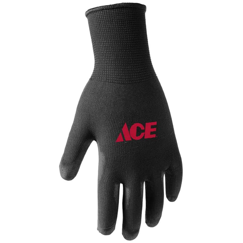 Ace Men's Indoor/Outdoor Polyurethane Coated Work Gloves Black M 1