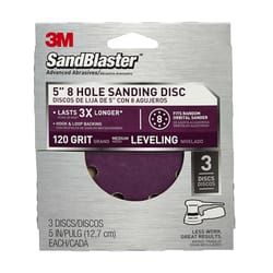 3M Sandblaster 5 in. Ceramic Blend Hook and Loop Sanding Disc 120 Grit Medium 3 pk