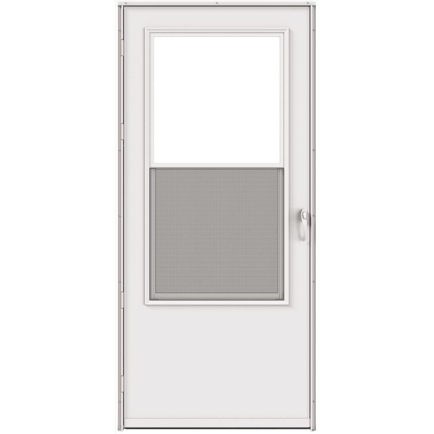 Larson 81 in. H X 36 in. W Vinyl/Wood White Mid-View Reversible Self-Storing Storm Door -  029832U