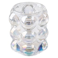 Karma Lucia 4 in. H X 4 in. W X 4 in. L Clear Glass Iridescent Hobnail Votive