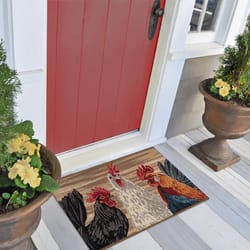Liora Manne Esencia 2 ft. W X 3 ft. L Natural Three Roosters Polypropylene/Polyester Door Mat