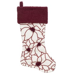 Dyno Ivory/Red Poinsettia Christmas Stocking 20 in.