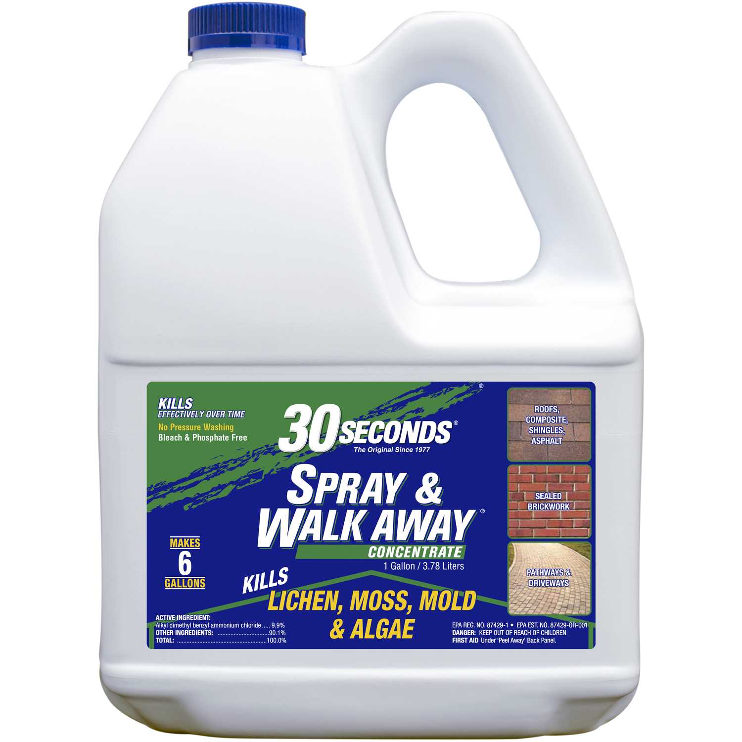 30 SECONDS Spray & Walk Away Lichen, Moss, Mold, Algae Killer 1 gal