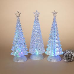 Gerson Clear Lighted Spinning Water Globe Trees Table Decor 13 in.