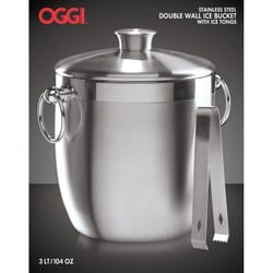 OGGI 3 qt Silver Stainless Steel Ice Bucket with Lid