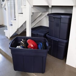 Rubbermaid Roughneck 25 gal Blue Storage Box 23-5/16 in. H X 18-1/2 in. W X 28.875 in. D Stackable