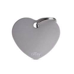 MyFamily Basic Gray Heart Aluminum Dog Pet Tags Large