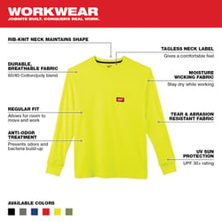 Milwaukee XXL Long Sleeve Unisex Crew Neck High Visibility Heavy Duty Shirt