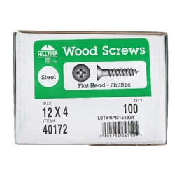 Hillman No. 12 X 4 in. L Phillips Zinc-Plated Wood Screws 100 pk