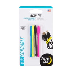 Nite Ize Gear Tie 3 in. L Assorted Twist Ties 4 pk