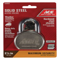 Ace 2-3/16 in. H X 2-1/2 in. W X 1-1/8 in. L Steel Double Locking Padlock 1 pk