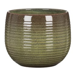 Scheurich Linara 6.25 in. D Ceramic Flower Pot Green