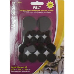 Magic Sliders Felt Self Adhesive Protective Pads Brown Assorted 36 pk