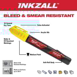 Milwaukee INKZALL Yellow Liquid Paint Marker 1 pk