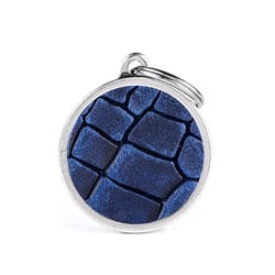 MyFamily Bronx Blue Circle Tucson Leather Dog Pet Tags Large